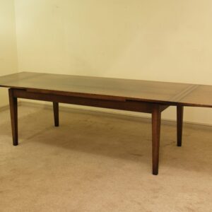 Farm house drawleaf table, angle view both leaves out — handmade by Bryn Hall in Suffolk