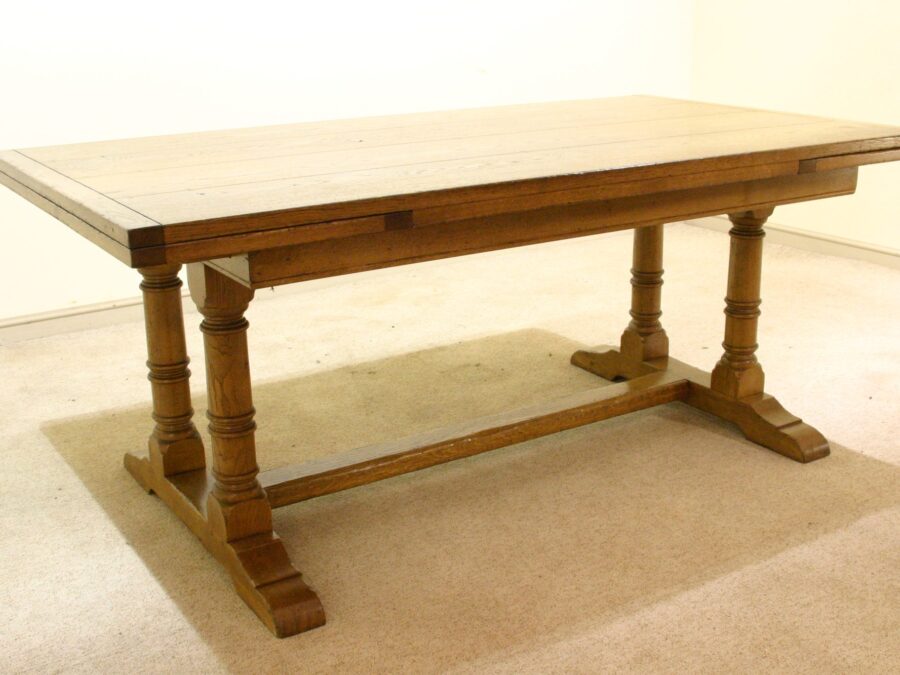 Monks table 953, angle view — handmade by Bryn Hall in Suffolk