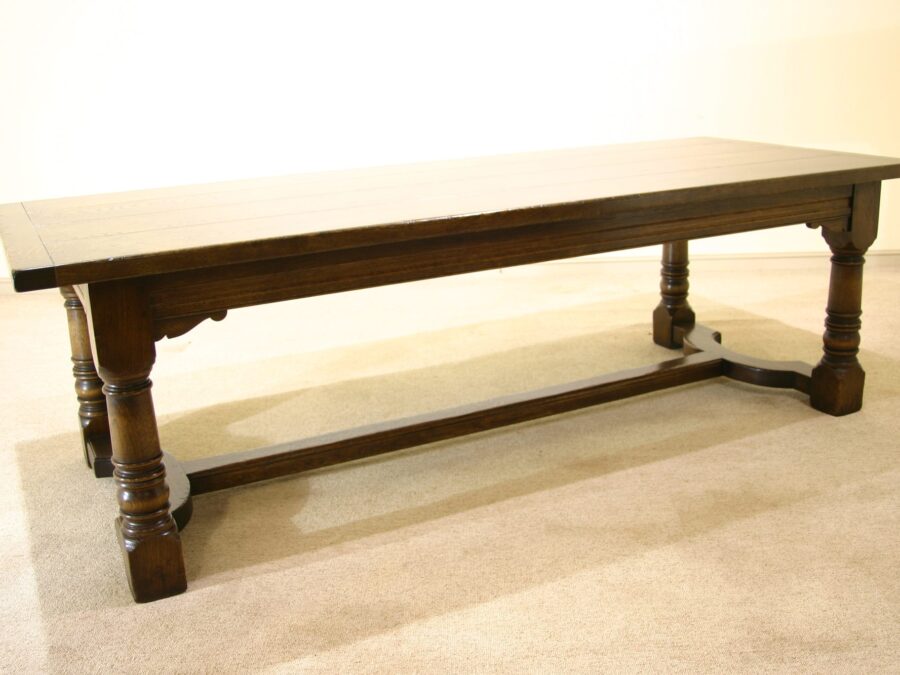 Refectory table 2 inch top 303, angle view — handmade by Bryn Hall in Suffolk