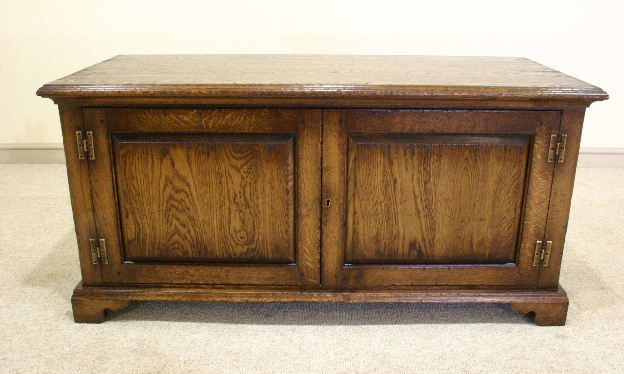 Tv stand, front view — handmade by Bryn Hall in Suffolk